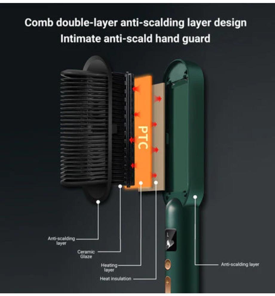2-in-1 Heated Straightening & Curling Comb – Effortless Styling in Minutes!